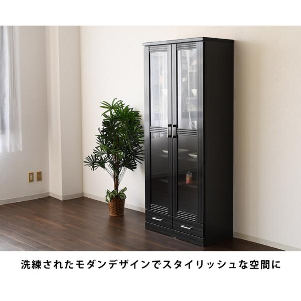 送料無料 国産 引出し 扉付き 本棚 幅80 高さ180 完成品 高級