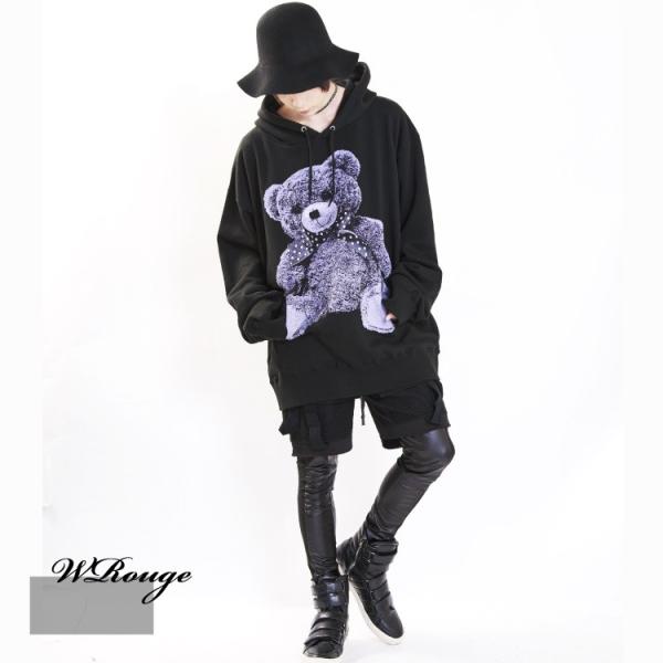 JURY BLACK  W Rouge ルージュ パーカー ビックシルエット Ribbon Bear ビックパーカー WRouge ルージュ くま