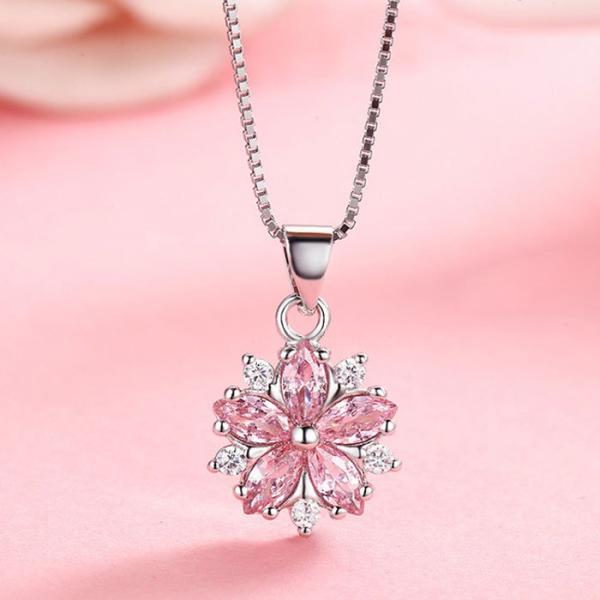 ネックレス レディース さくら 桜 ピアス ピンクダイヤ シルバー925