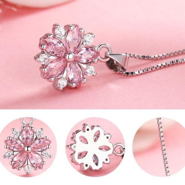 ネックレス レディース さくら 桜 ピアス ピンクダイヤ シルバー925