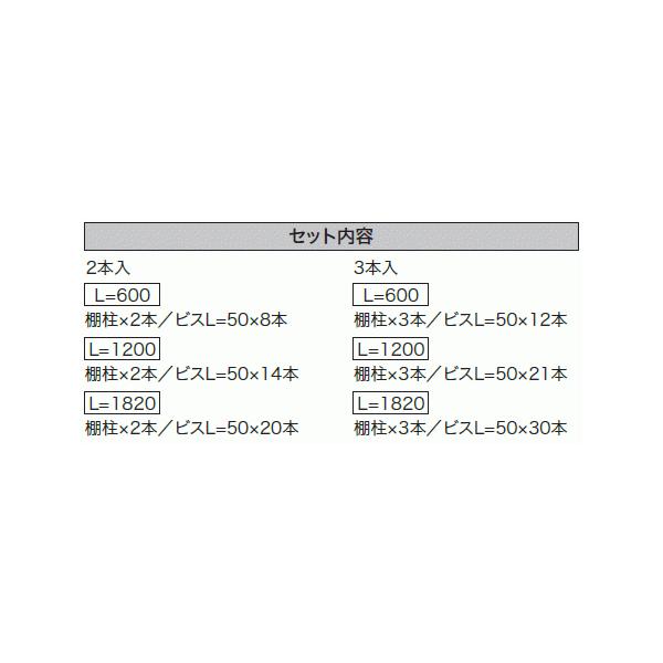 アームハング棚柱SS SSホワイト 2本入 L=1820 ガチャ柱 SS-H18W-2 南海