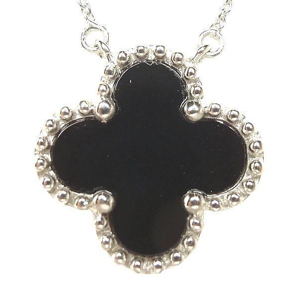 オニキスネックレス K18WGホワイトゴールド フラワーネックレス お花