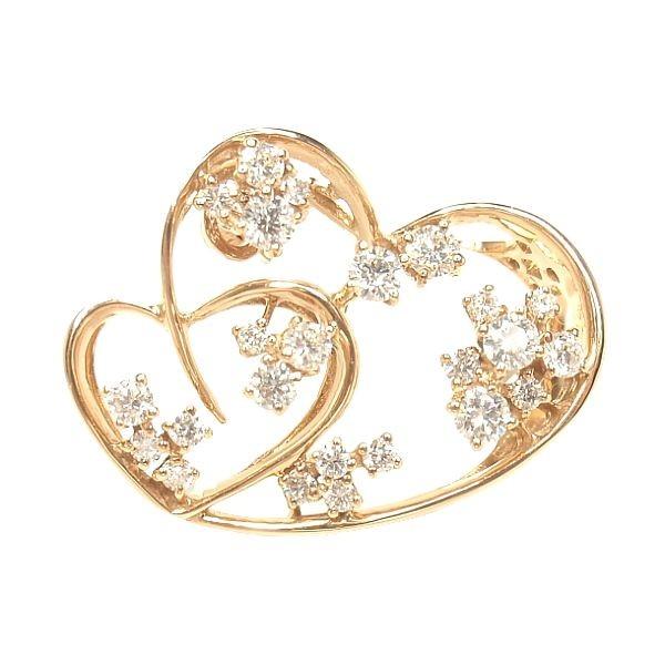 【K18】ブローチ ダイヤモンド0.02ct 約8g 貴金属 ダイヤモンド K18ブローチ(万年草モチーフ/4月誕生石/鑑別書付き