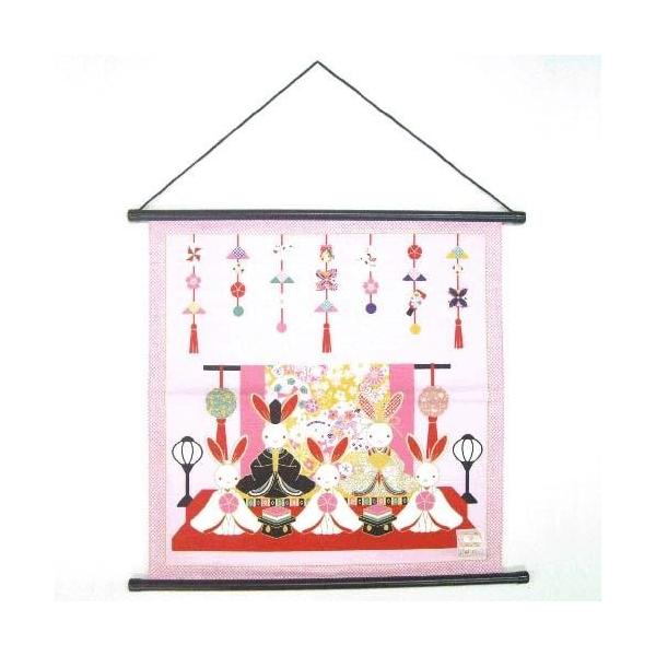 50cmタペストリー ひな人形うさぎピンク雛祭り壁飾りひなまつり お雛様 ...