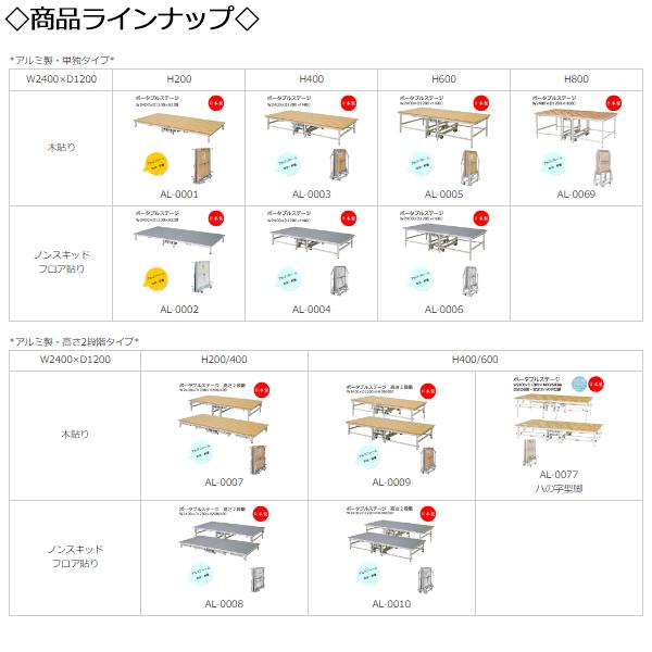 アルミステップ 折りたたみ式 4段 高さ100cmステージ用 階段 踏み台 アルミ製 天板木貼り 脚ゴム付き ポータブルステージ 舞台 AL-0020  /【Buyee】