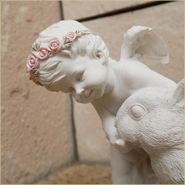 天使とうさぎの置物 ホワイト - インテリア小物