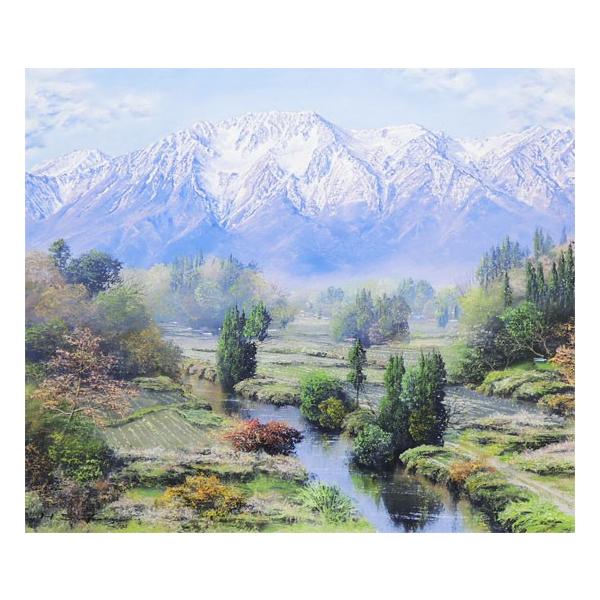 佐田　光【蔵王】　油彩画　 風景画 　 田舎 雪山 春 川 油絵 古民家 佐田 光【蔵王】 油彩画 風景画 田舎 雪山 春 川 油絵 古民家