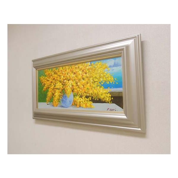 絵画 油絵 ミモザ （堀哲夫） 【肉筆】【油絵】【花】【横長