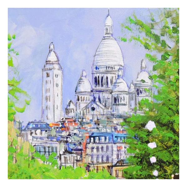 週間売れ筋 絵画 油絵 モンマルトル・サクレクール寺院 フランス・パリ 絵画