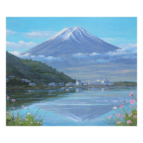 油絵 絵画 【フジ】 油絵 油彩 油彩画 絵 絵画【富士山とミニ芝桜富士山】 絵画 HR