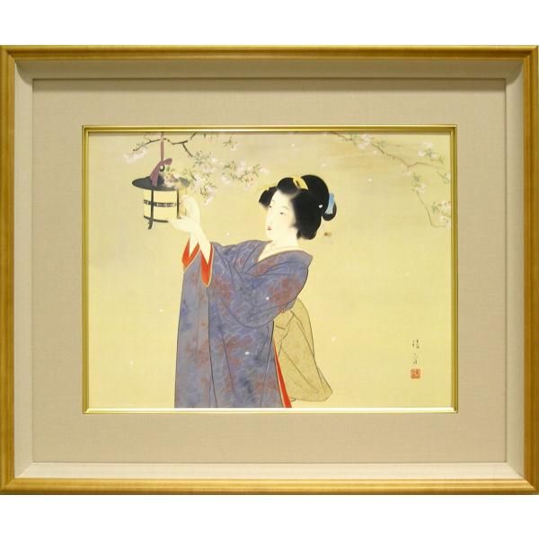 油彩画 風景 中島千波 「桜花」サイン 額装済み 肉筆手描き M10 Amazon