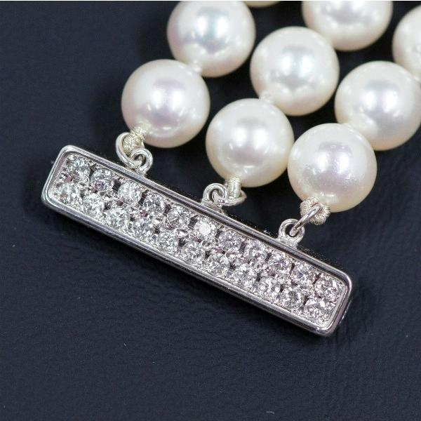MIKIMOTO ミキモト パール3連ブレスレット ダイヤ0.29ct WG