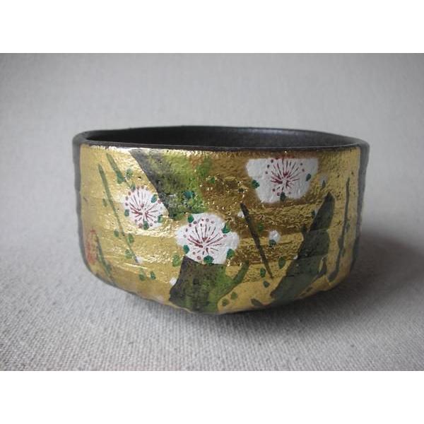 九谷焼 伝統工芸 抹茶碗 金箔梅 山田登陽志 九谷光陽 茶器 茶道具 陶器 抹茶碗 金箔梅