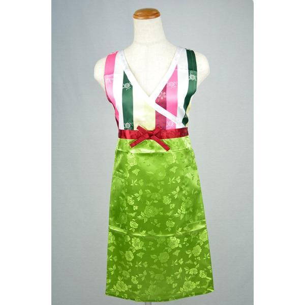 チマチョゴリ風エプロン 緑 かわいい 韓国エプロン 全7色