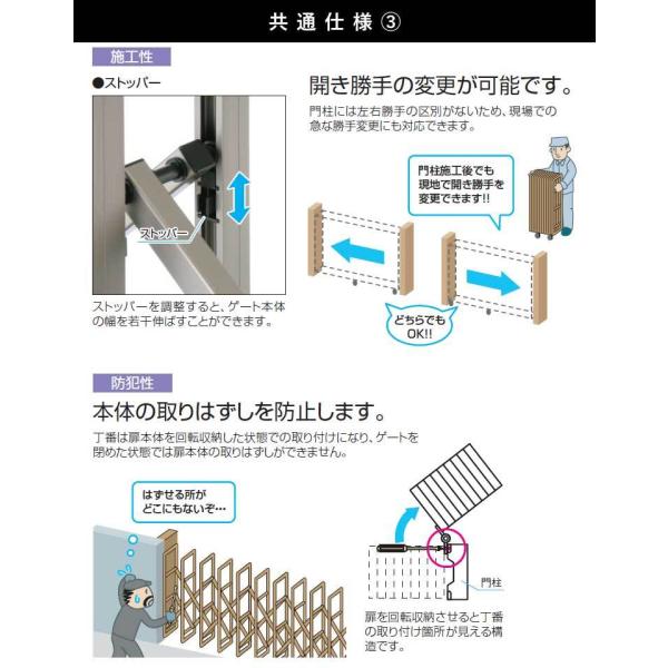 門扉 伸縮門扉 片開き DIY アコーディオン門扉 引き戸 門扉フェンス 三