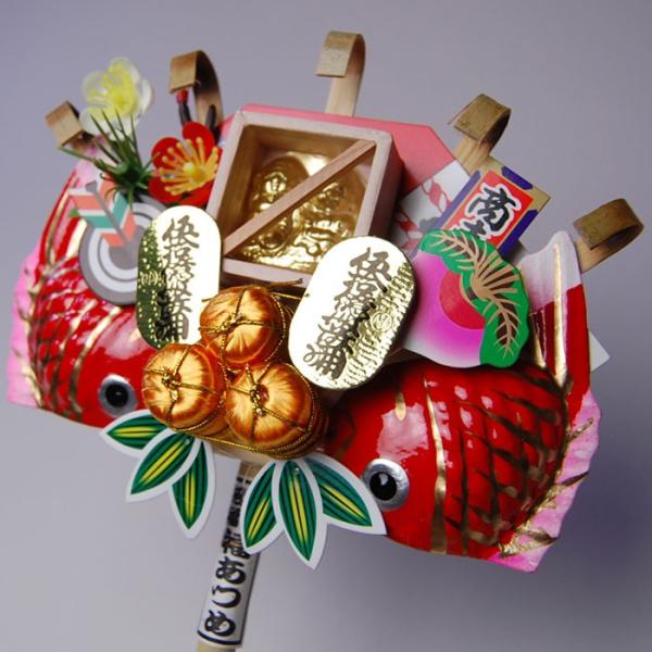 縁起物　酉の市　熊手　升型置きタイプ　2点 ミニ熊手二福枡（商売繁盛くまで） 縁起物・酉の市 /【Buyee】