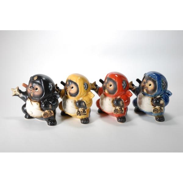 忍者狸 ピンク 5号 （手裏剣） （信楽焼・たぬき・オブジェ・置物