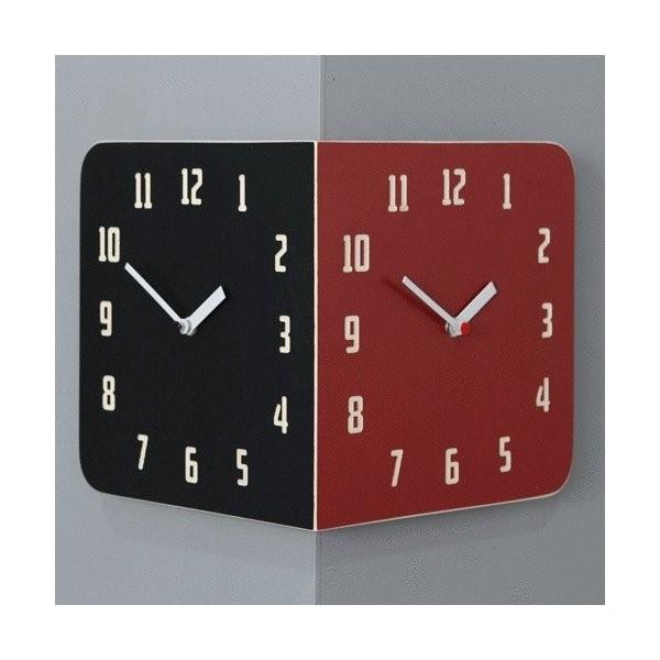 Morden Retro Round Corner Clock (Black&Red) コーナー両面時計