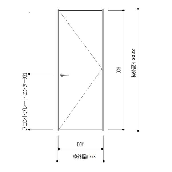 開きドア【枠外寸法、高さ2028×幅778】【枠幅95】【レバーハンドル付き