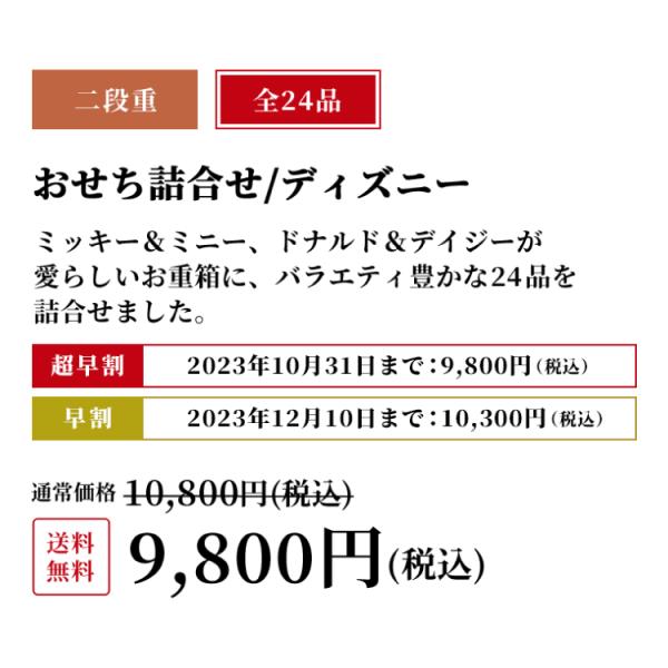 おせち お節 御節 おせち料理2024 冷蔵 予約 紀文 ディズニー 二段重