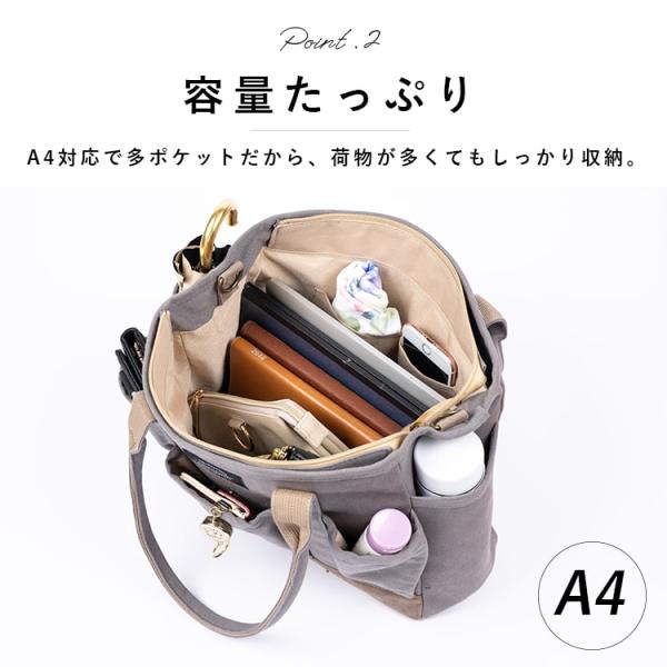 トートバッグ レディース a4 ショルダーバッグ ポケットたくさん 斜め