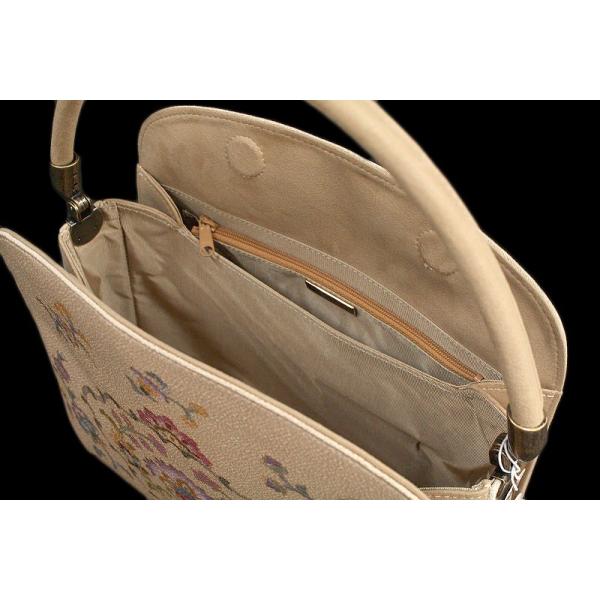 岡重 バッグ OKAJIMA 更紗 花唐草 ベージュ 京友禅 上品 お洒落