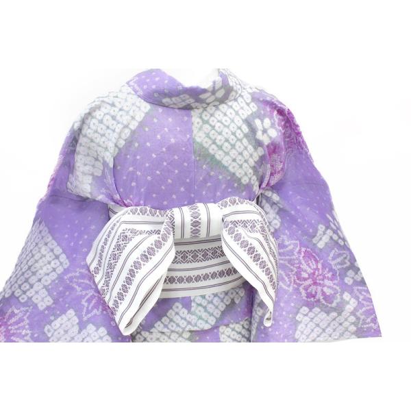 在庫処分浴衣本場有松絞り薄紫色桜木綿伝統工芸品鳴海絞り新品お仕立て
