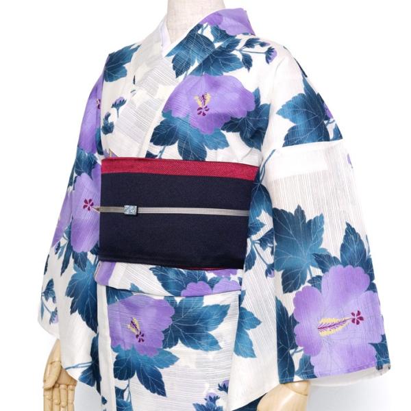 新品 / ゆかた 単品 ふりふ 『夏芙蓉』 紫織庵 友禅染め 絽 ナツフヨウ