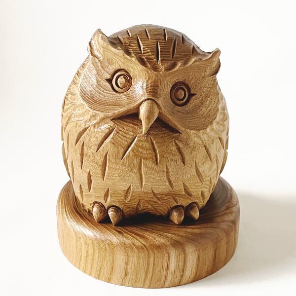木製 鳥用止まり木 フクロウ彫刻付き　流木インテリア【フクロウオブジェ】 木製 鳥用止まり木 フクロウ彫刻付き 流木インテリア【フクロウ