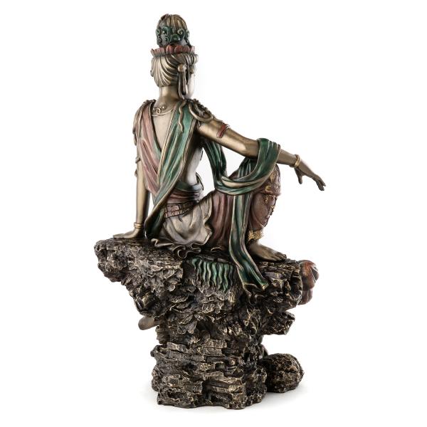 水月観音 観音菩薩 仏像 高さ 37cm ブロンズ風 フィギュア 像 置物 