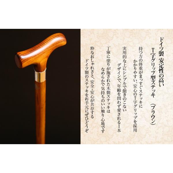 杖 つえ ステッキ おしゃれ ドイツ製 安定性の高いT字グリップ