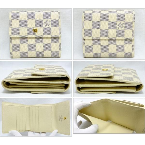 中古/極美品 LV lv LOUIS VUITTON ルイヴィトン ダミエ アズール ポルトフォイユ・エリーズ N61733 折財布 Wホック(hon)  /【Buyee】