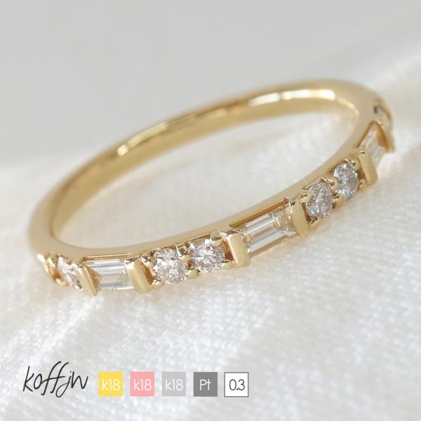 K18 diamond ring 18金 バゲットカット ダイヤモンドリング | www