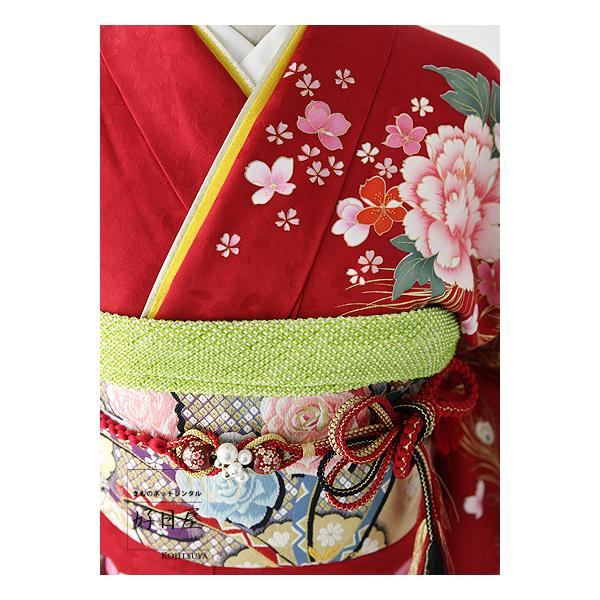 振袖 身長161-176cm 赤 正絹 振袖レンタルフルセット正絹着物結婚式成人式身長161-176cm 赤re