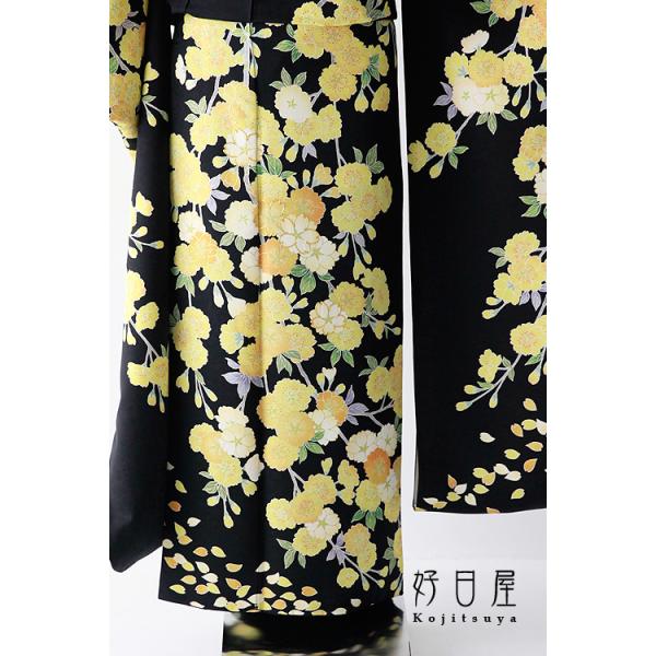 振袖 身長158-173cm 黒 bk-054 振袖レンタルフルセット正絹着物結婚式成人式身長158-173cm 黒bk