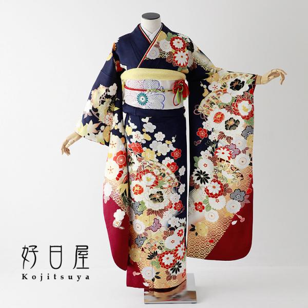 振袖 身長158-173cm 青 bl-037 振袖レンタルフルセット正絹着物結婚式成人式身長158-173cm 青bl