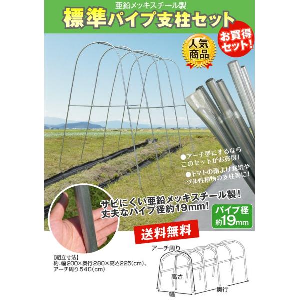 園芸支柱 支柱 新型 パイプ支柱 標準パイプ支柱セット 1組 ...