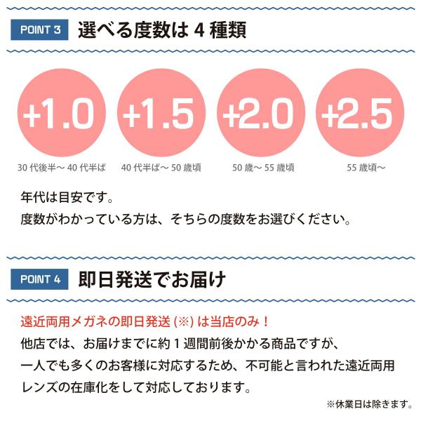 遠くも見える 老眼鏡 遠近両用 メガネ スクエア 形状記憶 リーディング