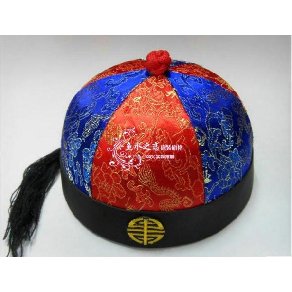 チャイナ ハット 中華 帽子 唐装 中国 レトロ 花 刺繍 ステージ パフォーマンス レトロ レディース レッド ゴールド