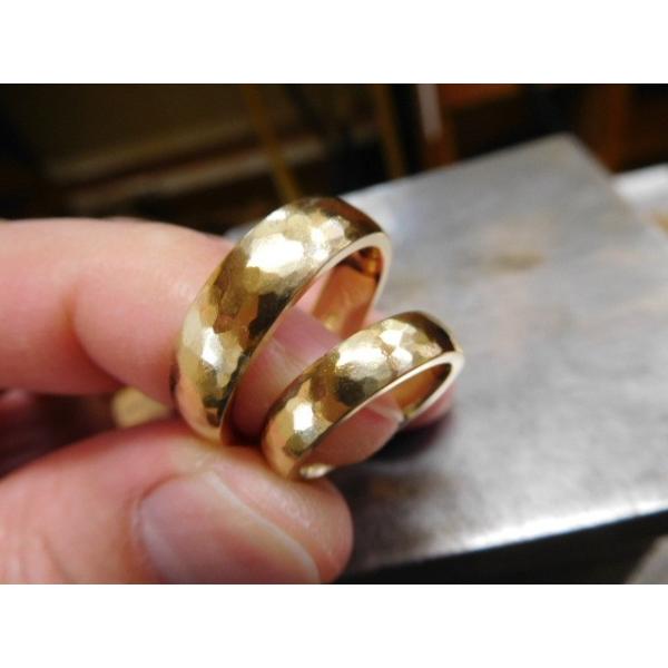 鍛造 結婚指輪 ゴールド 18k 18金 k18 マリッジリング ペア 結婚