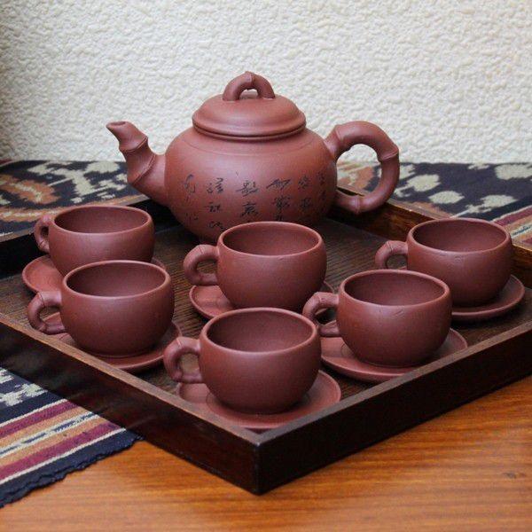 ★ 中国茶器セット　《茶壺(急須)1点　及び　茶杯(湯飲茶碗 )4客》