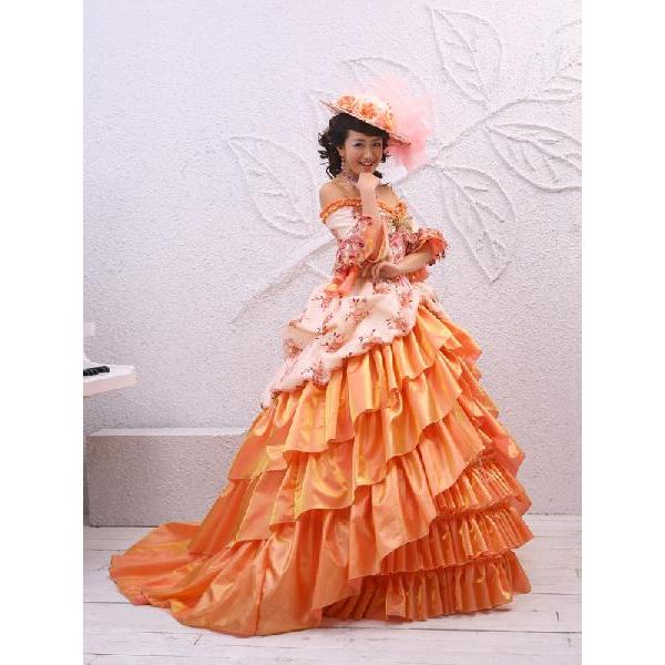 艶やか和風ドレス　7T 調整可⭐︎結婚式　パーティ　成人記念　ステージ衣装 楽天市場】パーティードレス 前撮りドレス 花柄 刺繍 ピアノ発表