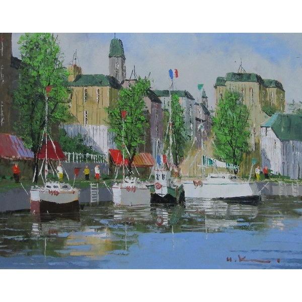 絵画油絵オンフルール（フランス）【肉筆】【油絵】【外国の風景】