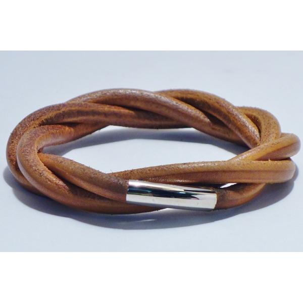 HERMES エルメス トルサード バングル 腕輪 レザー ブラウン 茶