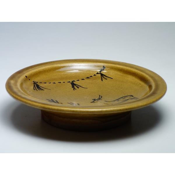 アンティーク　焼物飾り 時代物 アンティーク 赤膚焼 春日火打焼 菓子皿 五客 鹿図 赤膚