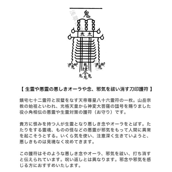 悪霊や生霊の悪しきオーラや念、邪気を祓い消す刀印護符】 お守り 呪い返し 生霊返し 天帝尊星八十六霊符 /【Buyee】 Buyee -  Japanese Proxy Service | Buy from Japan!