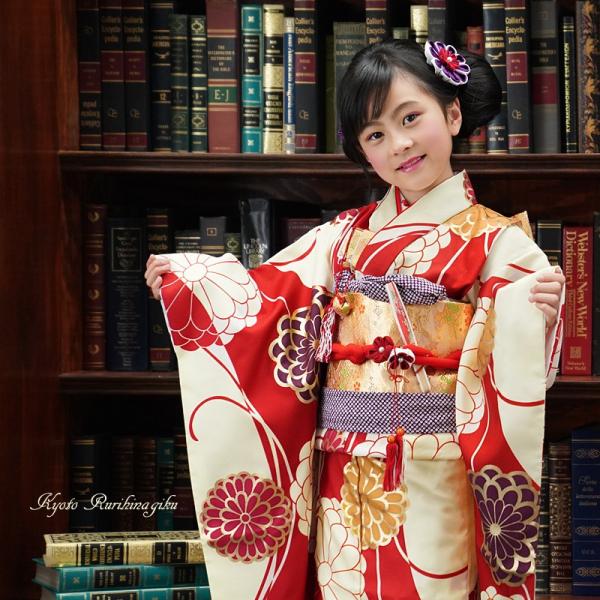 【保存版】 7歳 レトロ正絹ピンク荒波菊 お着物フルセット 七五三 七五三