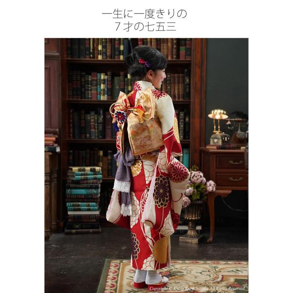 七五三に★レトロな黄緑に菊と橋文　7歳着物セット 七五三 着物 7歳 購入 販売 七歳 着物セット 紅一点 緑 グリーン