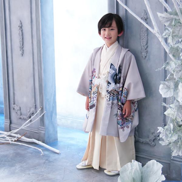 七五三男の子着物5歳鷹羽織袴セットはかまフルセット販売袴が簡単に着