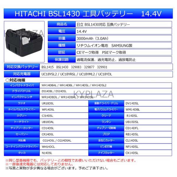 2個 セット -- BSL1430 対応 日立 HITACHI HiKOKI バッテリー リチウム